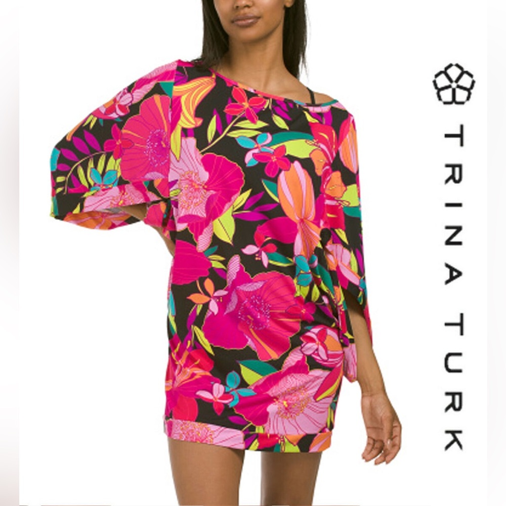 Trina Turk Solar Floral Swim Tunic Cover-Up Dress - Picture 7 of 11